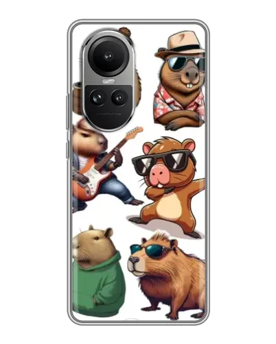 Чехол для OPPO Reno 10 Pro с картинкой «Крутые капибары музыканты» Чехол для OPPO Reno 10 Pro с картинкой «Крутые капибары музыканты»