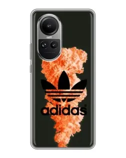 Чохол для OPPO Reno 10 з картинкою «Помаранчевий дим Adidas»