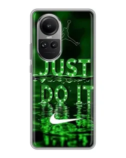 Чехол для OPPO Reno 10 с картинкой «Зеленый неоновый Nike»
