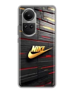 Чехол для OPPO Reno 10 с картинкой «Золотой Nike на металле»