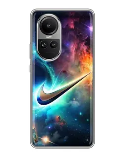 Чехол для OPPO Reno 10 с картинкой «Космический Nike Swoosh»