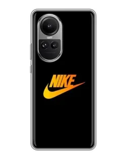 Чехол для OPPO Reno 10 с картинкой «Золотой логотип Nike»