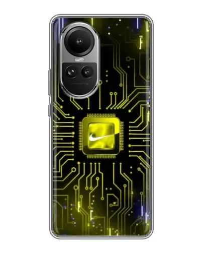 Чехол для OPPO Reno 10 с картинкой «Nike — золотая искра» Чехол для OPPO Reno 10 с картинкой «Nike — золотая искра»