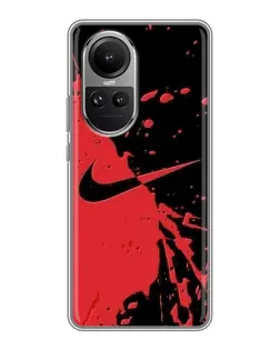 Чехол для OPPO Reno 10 с картинкой «Красные брызги Nike»