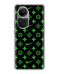 Чехол для OPPO Reno 10 с картинкой «Неоновый принт LV»