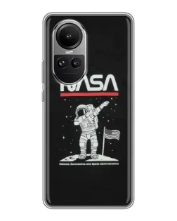 Чохол для OPPO Reno 10 з картинкою «NASA — крокуємо по Місяцю»