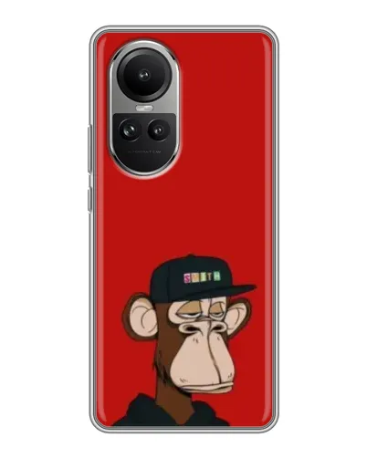 Чохол для OPPO Reno 10 з картинкою «Bored Ape — червоний фон»