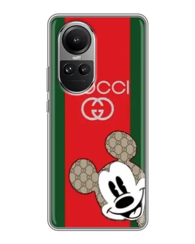 Чехол для OPPO Reno 10 с картинкой «Gucci — полосы и Микки» Чехол для OPPO Reno 10 с картинкой «Gucci — полосы и Микки»