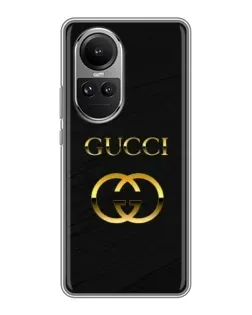 Чохол для OPPO Reno 10 з картинкою «Золотий логотип Gucci»