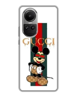 Чохол для OPPO Reno 10 з картинкою «Міккі Маус Gucci — смуги»