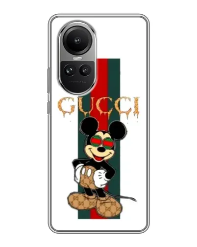Чехол для OPPO Reno 10 с картинкой «Микки Маус Gucci — полосы» Чехол для OPPO Reno 10 с картинкой «Микки Маус Gucci — полосы»