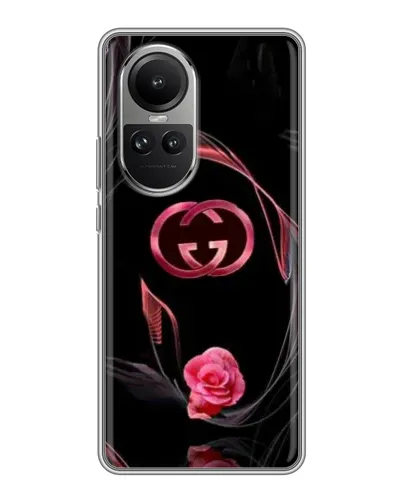 Чехол для OPPO Reno 10 с картинкой «Gucci — неоновая роза» Чехол для OPPO Reno 10 с картинкой «Gucci — неоновая роза»