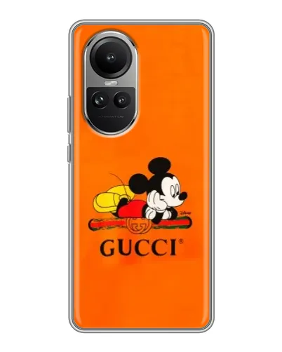 Чехол для OPPO Reno 10 с картинкой «Микки Маус Gucci — оранж» Чехол для OPPO Reno 10 с картинкой «Микки Маус Gucci — оранж»