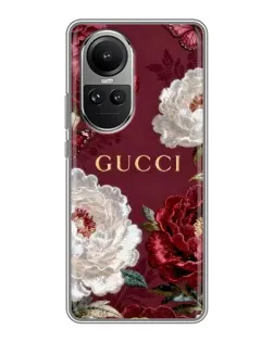 Чохол для OPPO Reno 10 з картинкою «Gucci — бордові троянди»