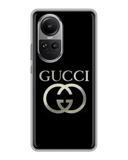 Чохол для OPPO Reno 10 з картинкою «Gucci — золото на чорному»