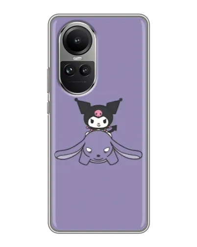 Чохол для OPPO Reno 10 з картинкою «Kuromi на ліловому фоні»
