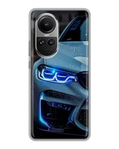 Чехол для OPPO Reno 10 с картинкой «Взгляд BMW с синими фарами» Чехол для OPPO Reno 10 с картинкой «Взгляд BMW с синими фарами»