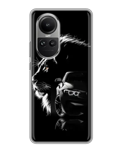Чехол для OPPO Reno 10 с картинкой «BMW и лев» Чехол для OPPO Reno 10 с картинкой «BMW и лев»