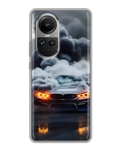 Чехол для OPPO Reno 10 с картинкой «BMW в дыму» Чехол для OPPO Reno 10 с картинкой «BMW в дыму»