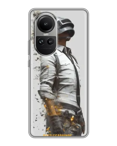 Чехол для OPPO Reno 10 с картинкой «PUBG — боец в пыли»