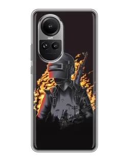 Чехол для OPPO Reno 10 с картинкой «PUBG — огненный силуэт» Чехол для OPPO Reno 10 с картинкой «PUBG — огненный силуэт»