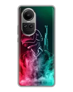 Чехол для OPPO Reno 10 с картинкой «PUBG — огненный воин» Чехол для OPPO Reno 10 с картинкой «PUBG — огненный воин»