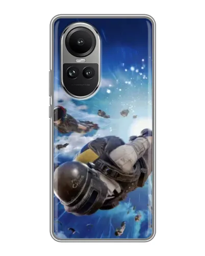 Чехол для OPPO Reno 10 с картинкой «Десант PUBG — прыжок»