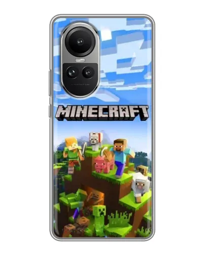 Чехол для OPPO Reno 10 с картинкой «Minecraft классический мир»