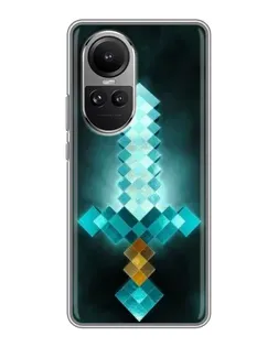 Чехол для OPPO Reno 10 с картинкой «Алмазный меч неон»