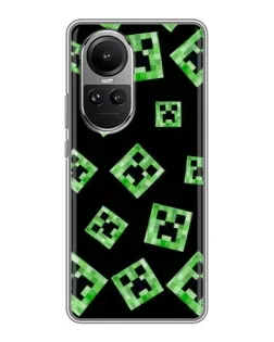 Чехол для OPPO Reno 10 с картинкой «Паттерн с криперами»