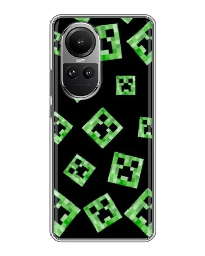 Чехол для OPPO Reno 10 с картинкой «Паттерн с криперами»