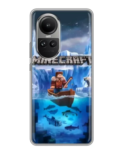 Чехол для OPPO Reno 10 с картинкой «Minecraft ледяной мир»