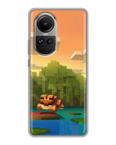 Чехол для OPPO Reno 10 с картинкой «Майнкрафт закат солнца»