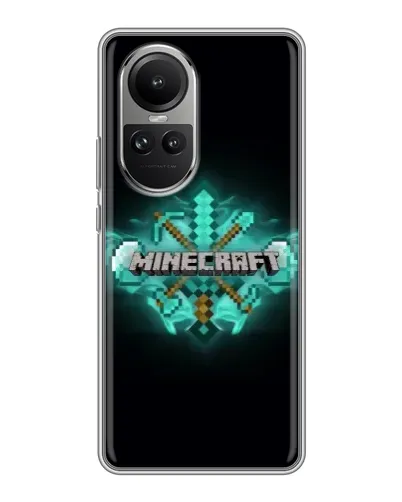 Чехол для OPPO Reno 10 с картинкой «Minecraft Diamond лого»