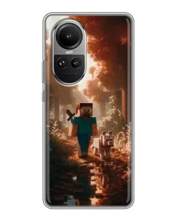 Чехол для OPPO Reno 10 с картинкой «Стив в лесу»