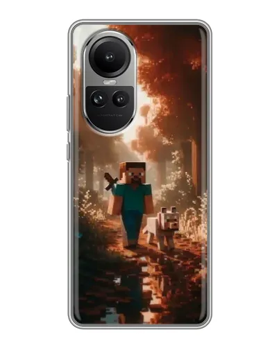 Чехол для OPPO Reno 10 с картинкой «Стив в лесу»