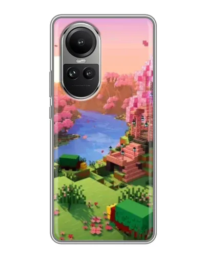 Чехол для OPPO Reno 10 с картинкой «Розовое дерево Minecraft»