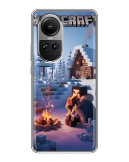 Чехол для OPPO Reno 10 с картинкой «Зимний Minecraft»