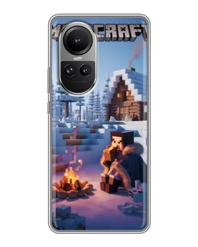 Чехол для OPPO Reno 10 с картинкой «Зимний Minecraft»
