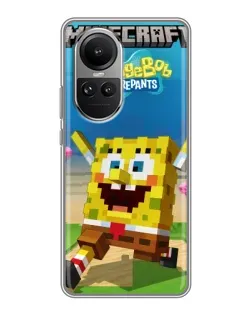 Чохол для OPPO Reno 10 з картинкою «Губка Боб Minecraft»