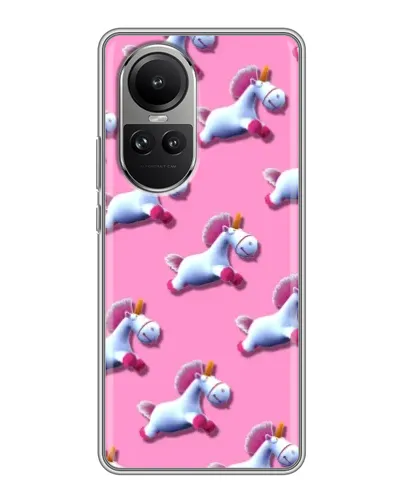 Чехол для OPPO Reno 10 с картинкой «Единороги на розовом»