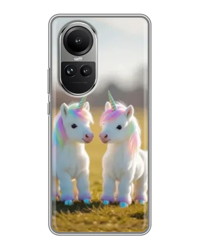Чехол для OPPO Reno 10 с картинкой «Пара единорогов»