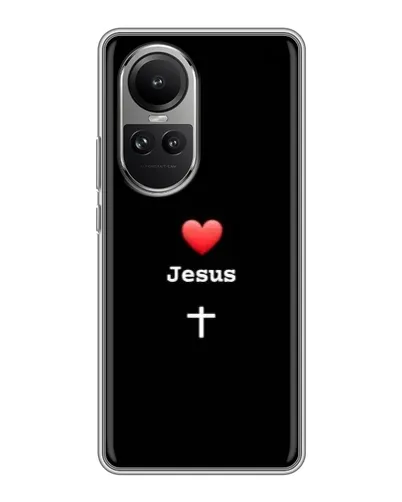 Чехол для OPPO Reno 10 с картинкой «Сердце - Jesus»
