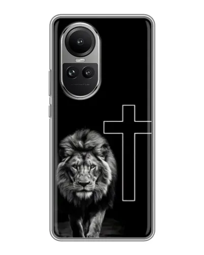 Чехол для OPPO Reno 10 с картинкой «Лев и Крест»