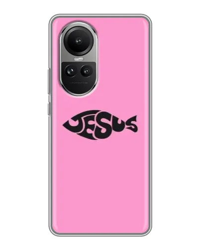 Чехол для OPPO Reno 10 с картинкой «Розовый символ  Jesus»