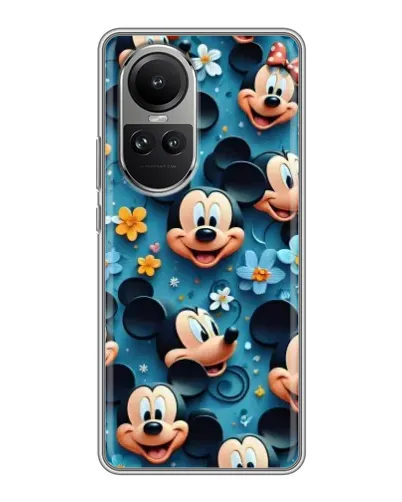 Чехол для OPPO Reno 10 с картинкой «Паттерн Микки и Минни»