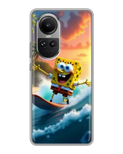 Чохол для OPPO Reno 10 з картинкою «Губка Боб серфінгіст» Чохол для OPPO Reno 10 з картинкою «Губка Боб серфінгіст»