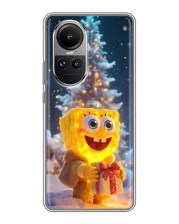 Чохол для OPPO Reno 10 з картинкою «Різдвяний Спанч Боб»