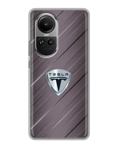 Чохол для OPPO Reno 10 з картинкою «Металева текстура Tesla»