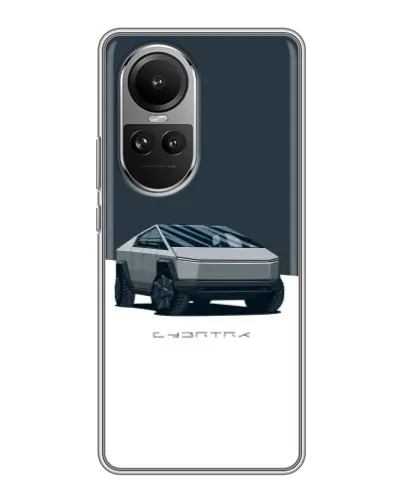 Чохол для OPPO Reno 10 з картинкою «Сріблястий Cybertruck Tesla»